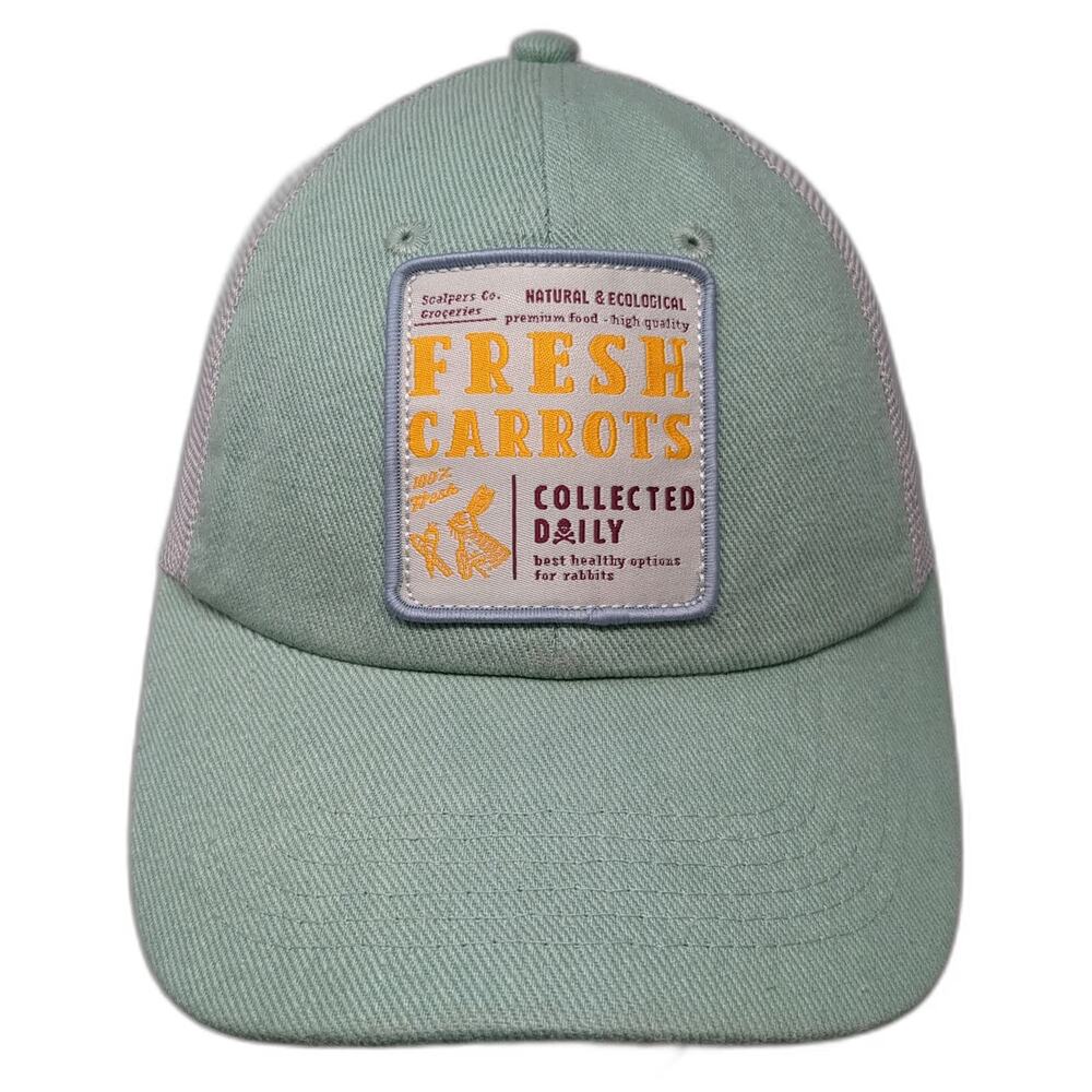 Scalpers Baseball Cap Green One Size Mesh Back Fresh Carrots Patch Strapback Hat